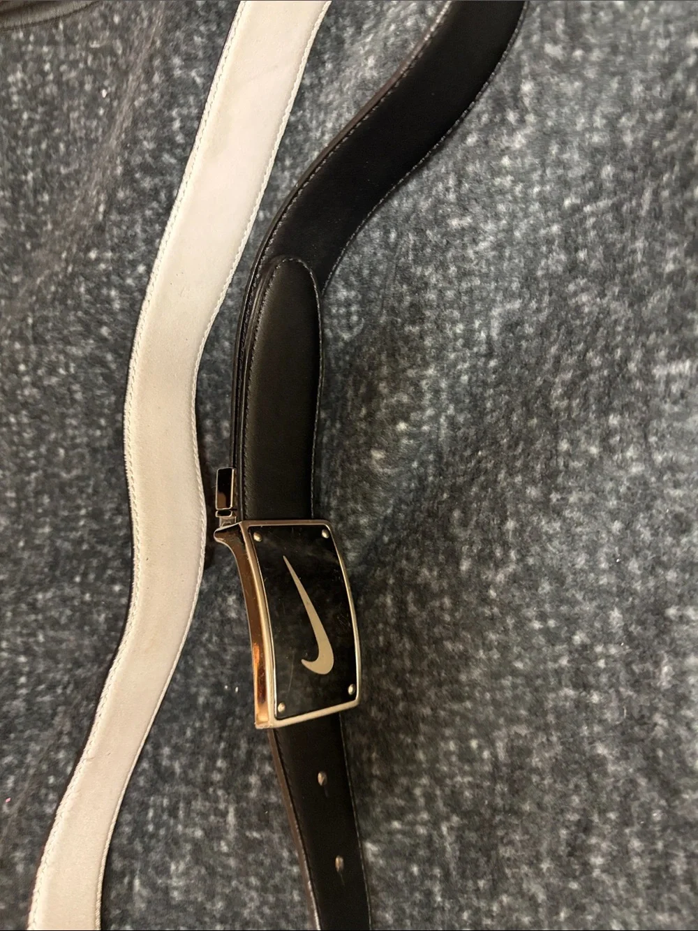 Nike Men’s Leather Black Logo Buckle Belt Sz 38